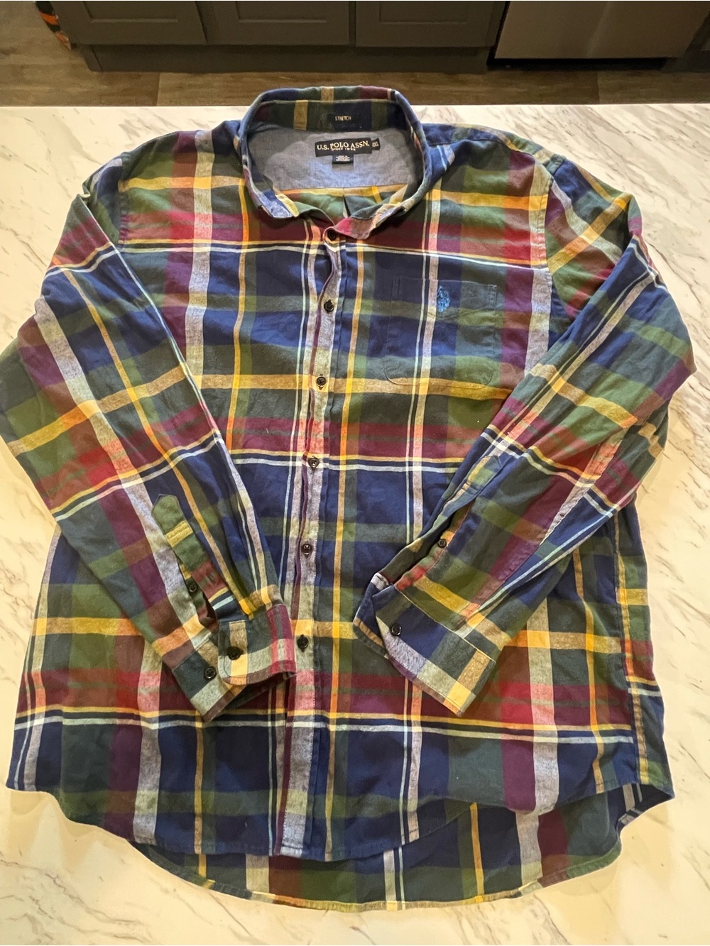 U.S. Polo Assn. Multicolor Plaid Button-Down Shirt — Blue, Green, Yellow, Red‎